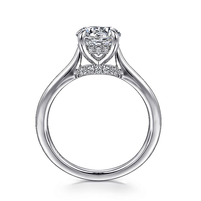 Gabriel & Co. White Gold Round Hidden Halo Semi-Mount Engagement Ring - Diamond Semi-Mount Rings