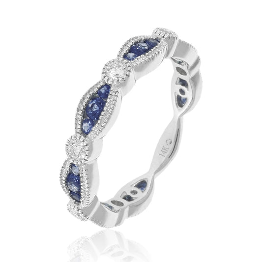 White Gold Sapphire and Diamond Ring