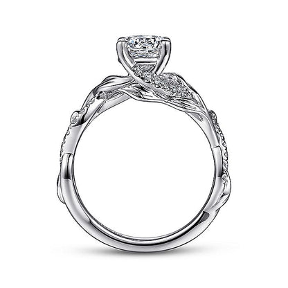 Gabriel & Co. 14 Karat White Gold Round Floral Semi-Mount Engagement Ring - Diamond Semi-Mount Rings