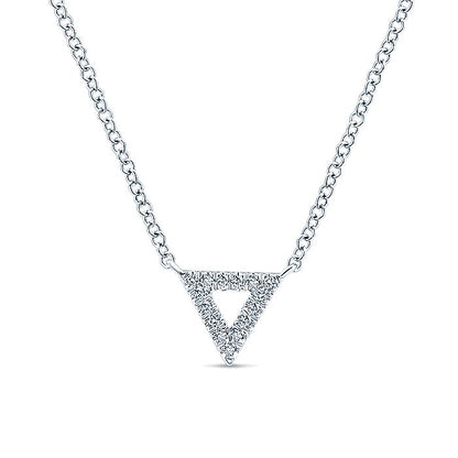 Gabriel & Co White Gold Diamond Pave Triangle Pendant Necklace - Diamond Pendants