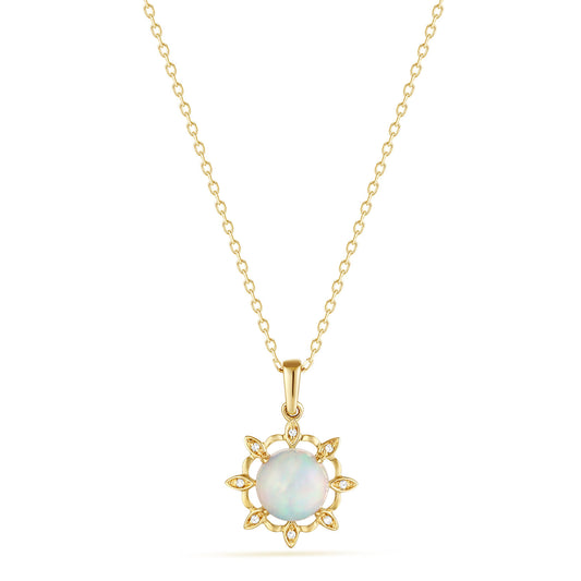 Ladies Luvente Yellow Gold Fancy Opal & Diamond Pendant