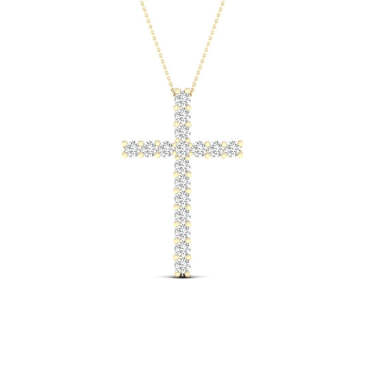 Yellow Gold Laboratory Grown Diamond Cross Pendant