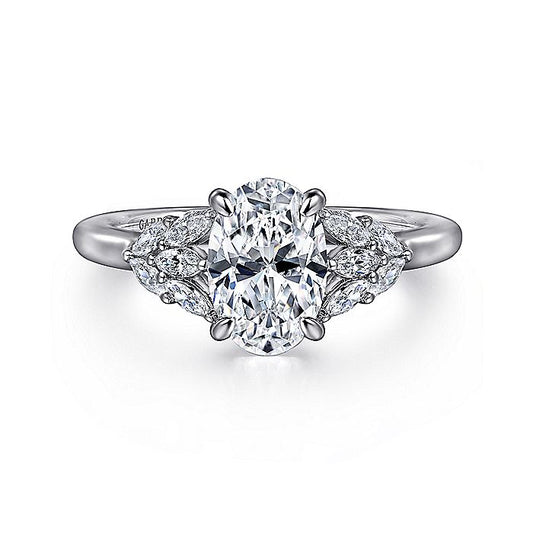 Gabriel & Co. White Gold Oval Diamond Semi Mount Engagement Ring - Diamond Semi-Mount Rings