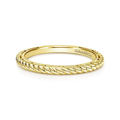 Gabriel & Co Yellow Gold Twisted Rope Stackable Ring - Gold Wedding Bands - Women's