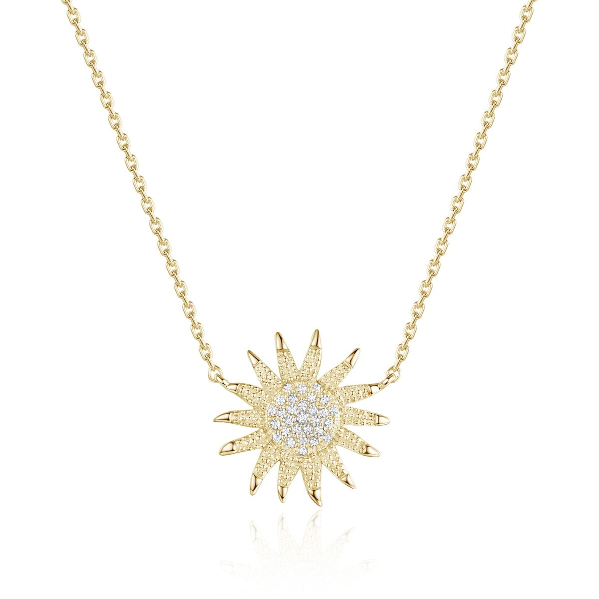 Luvente Yellow Gold Diamond Sunflower Necklace