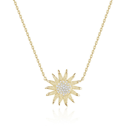 Luvente Yellow Gold Diamond Sunflower Necklace