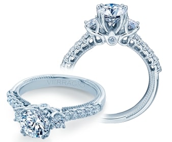 Verragio Renaissance Collection Three Stone Style Engagement Ring - Diamond Semi-Mount Rings