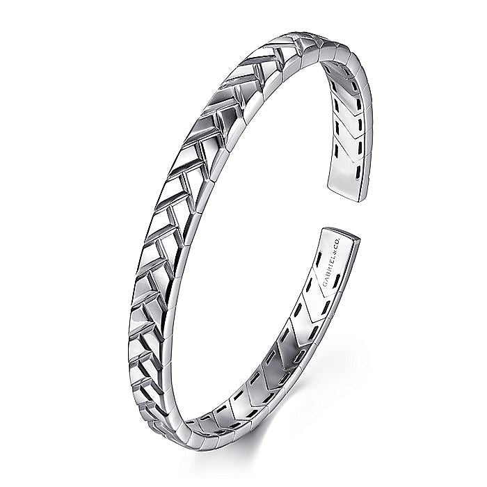 Gabriel & Co Sterling Silver Faceted Open Cuff Bracelet - Gents Bracelet