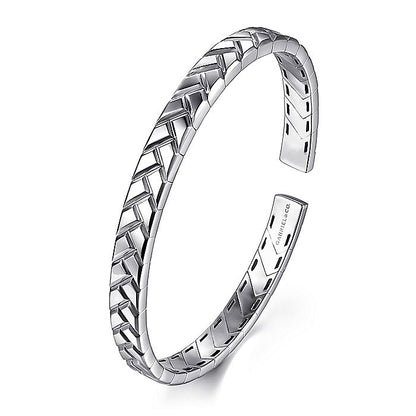 Gabriel & Co Sterling Silver Faceted Open Cuff Bracelet - Gents Bracelet