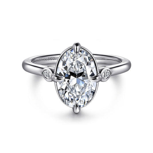 Gabriel & Co. Oval Three Stone Semi-Mount Engagement Ring - Diamond Semi-Mount Rings