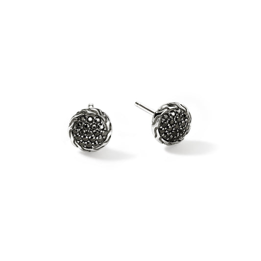 John Hardy Sterling Silver Essential Black Sapphire Pavé Stud Earring