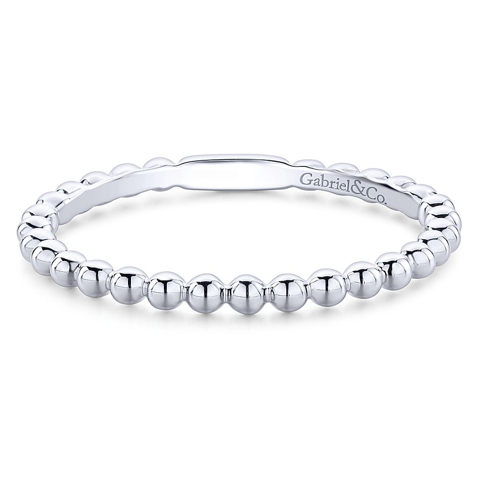 Gabriel & Co White Gold Bujukan Beaded Stackable Ring - Gold Wedding Bands - Women's