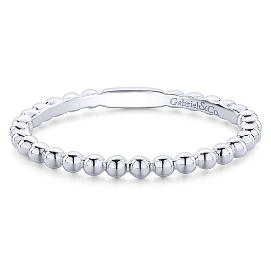 Gabriel & Co White Gold Bujukan Beaded Stackable Ring - Gold Wedding Bands - Women's