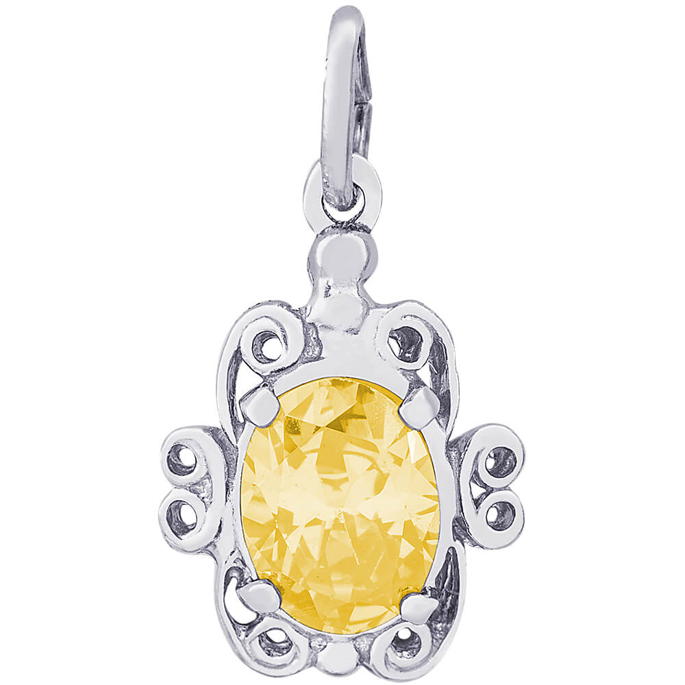 Rembrandt November Citrine Birthstone Charm - Silver Charms