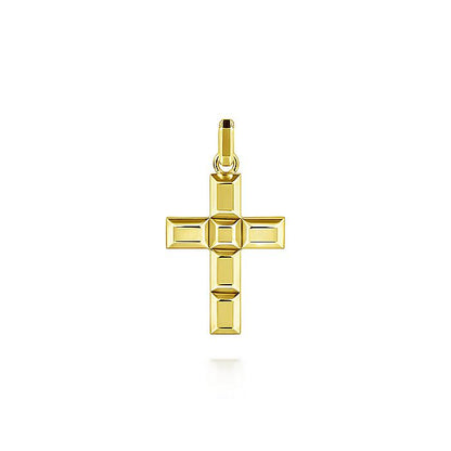 Gabriel & Co Yellow Gold Rectangular Station Cross Pendant - Gents Pendant