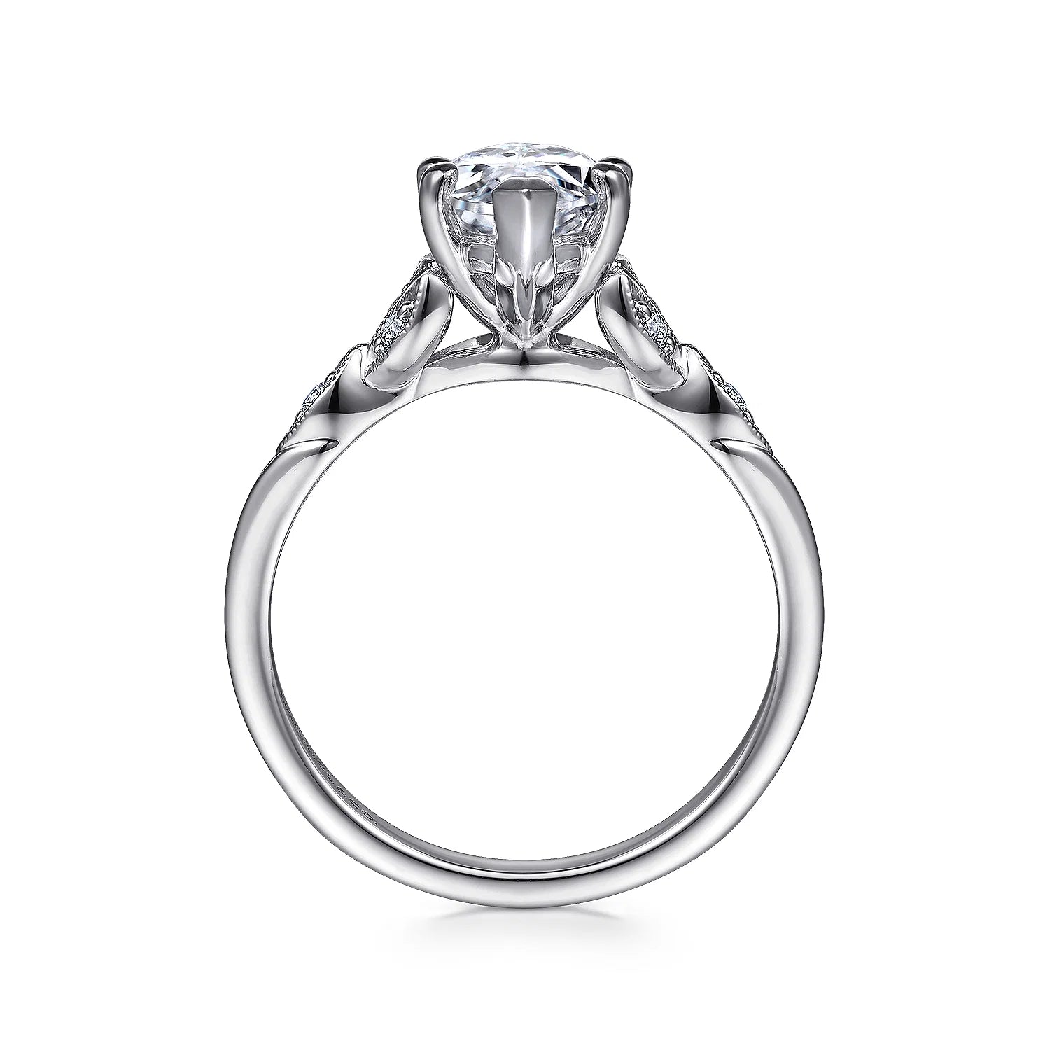 Gabriel & Co. - Celia - 14K White Gold Marquise Shape Diamond Engagement Ring - Diamond Semi-Mount Rings