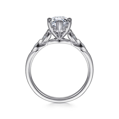 Gabriel & Co. - Celia - 14K White Gold Marquise Shape Diamond Engagement Ring - Diamond Semi-Mount Rings