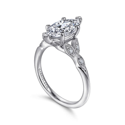 Gabriel & Co. - Celia - 14K White Gold Marquise Shape Diamond Engagement Ring - Diamond Semi-Mount Rings