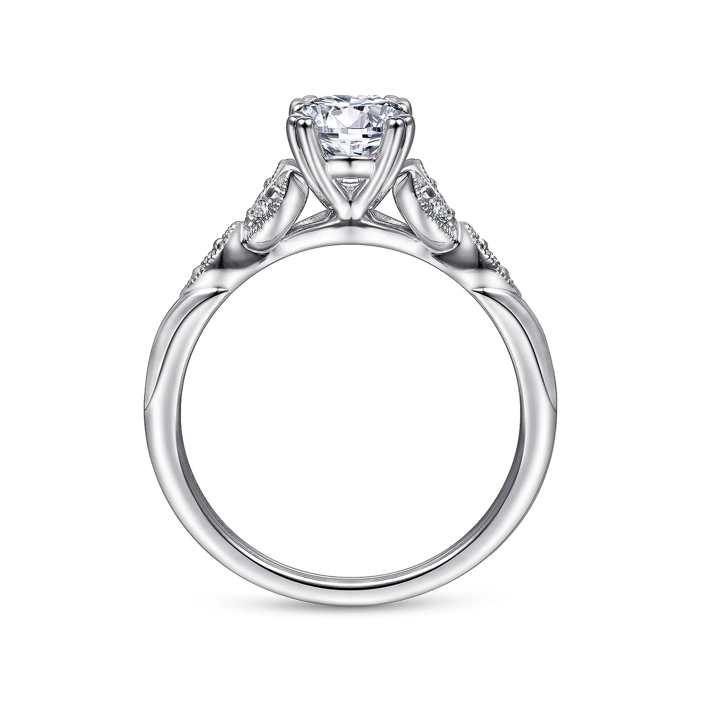 Gabriel & Co. - Celia - 14K White Gold Oval Diamond Engagement Ring - Diamond Semi-Mount Rings