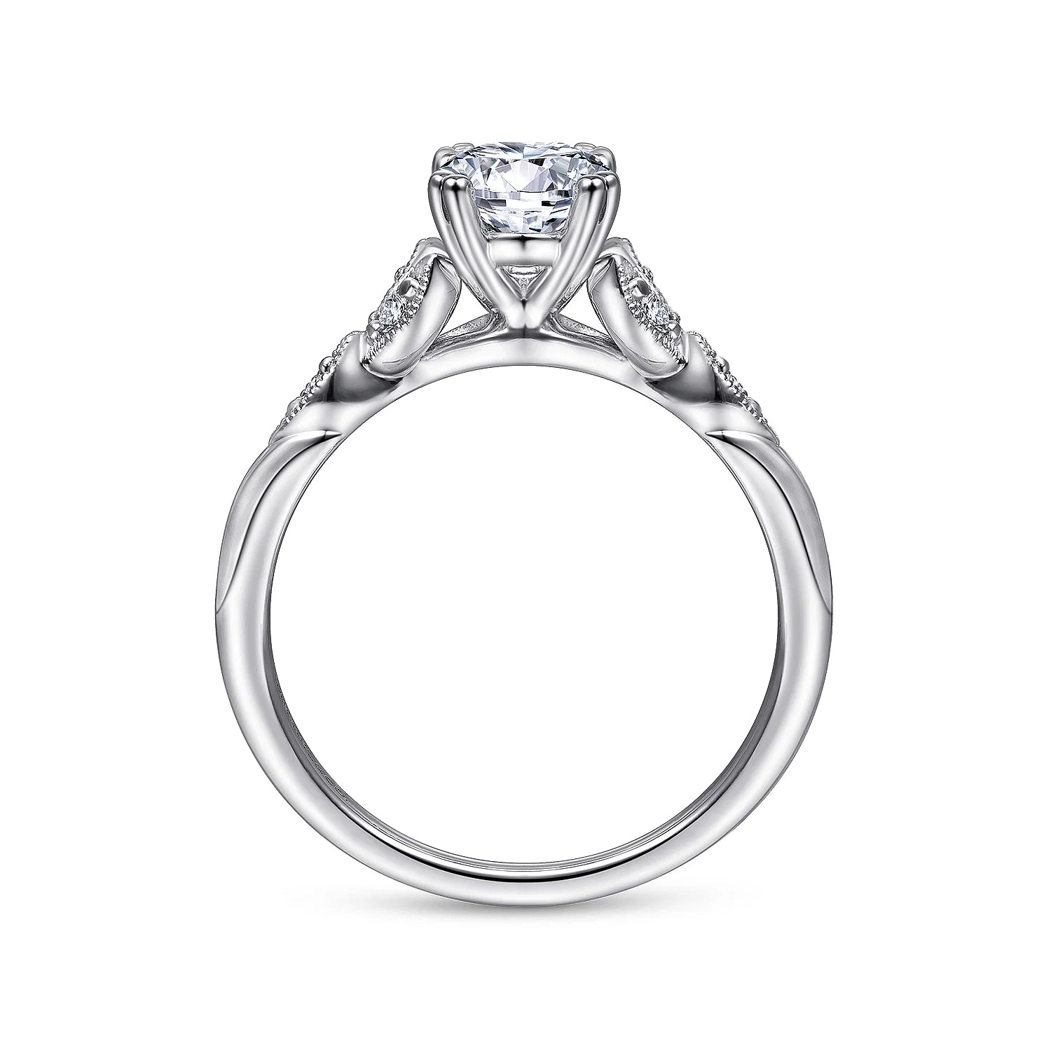 Gabriel & Co. - Celia - 14K White Gold Oval Diamond Engagement Ring - Diamond Semi-Mount Rings