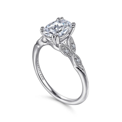 Gabriel & Co. - Celia - 14K White Gold Oval Diamond Engagement Ring - Diamond Semi-Mount Rings