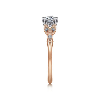 Gabriel & Co - Celia - 14K White-Rose Gold Round Diamond Engagement Ring - Diamond Semi-Mount Rings