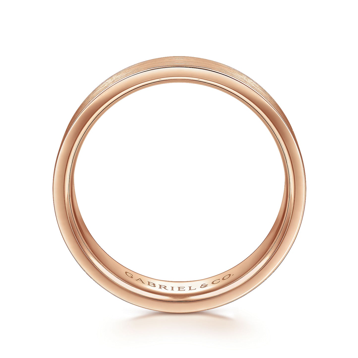 Gabriel & Co Rose Gold Flat Wedding Band With A Satin Finish - Gold Wedding Bands - Men's