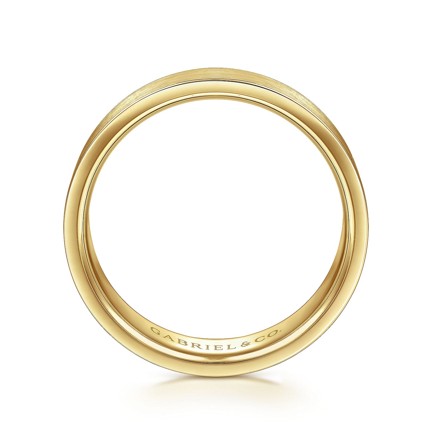 Gabriel & Co Yellow Gold Flat Wedding Band With A Satin Finish - Gold Wedding Bands - Men's