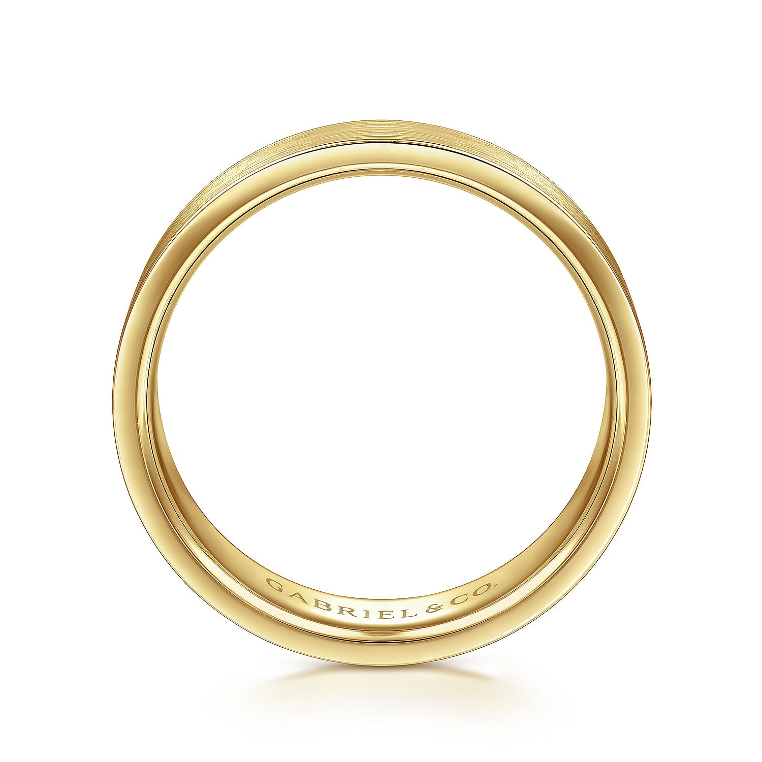 Gabriel & Co Yellow Gold Flat Wedding Band With A Satin Finish - Gold Wedding Bands - Men's