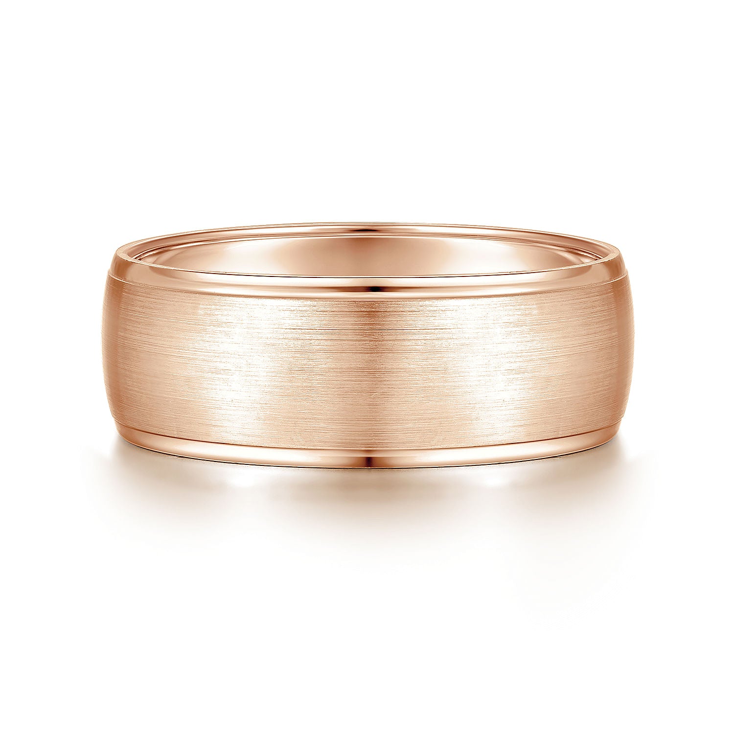 Gabriel & Co Rose Gold Wedding Band With A Satin Center And Polished Edges - Gold Wedding Bands - Men's