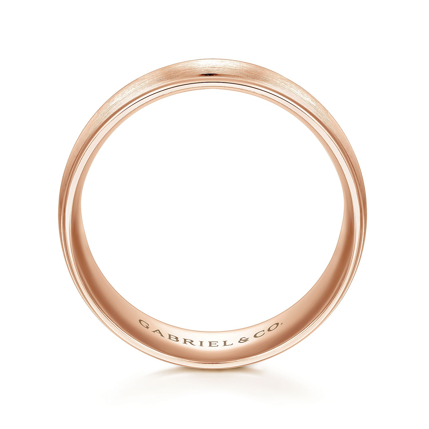 Gabriel & Co Rose Gold Wedding Band With A Satin Center And Polished Edges - Gold Wedding Bands - Men's