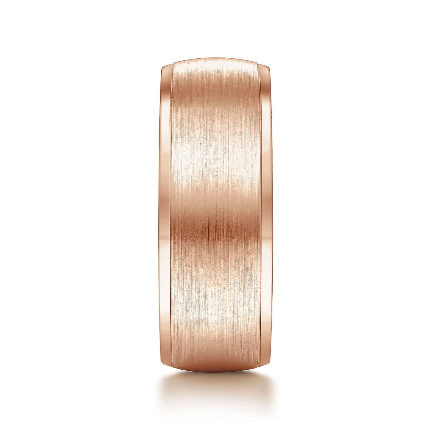 Gabriel & Co Rose Gold Wedding Band With A Satin Center And Polished Edges - Gold Wedding Bands - Men's