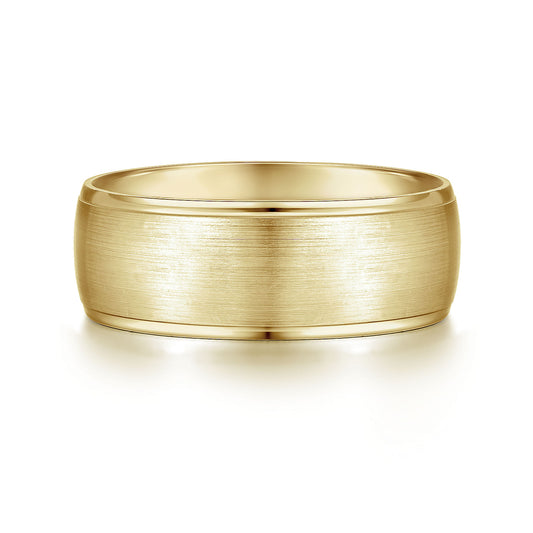 Gabriel & Co Yellow Gold Wedding Band With A Satin Center And Polished Edges - Gold Wedding Bands - Men's