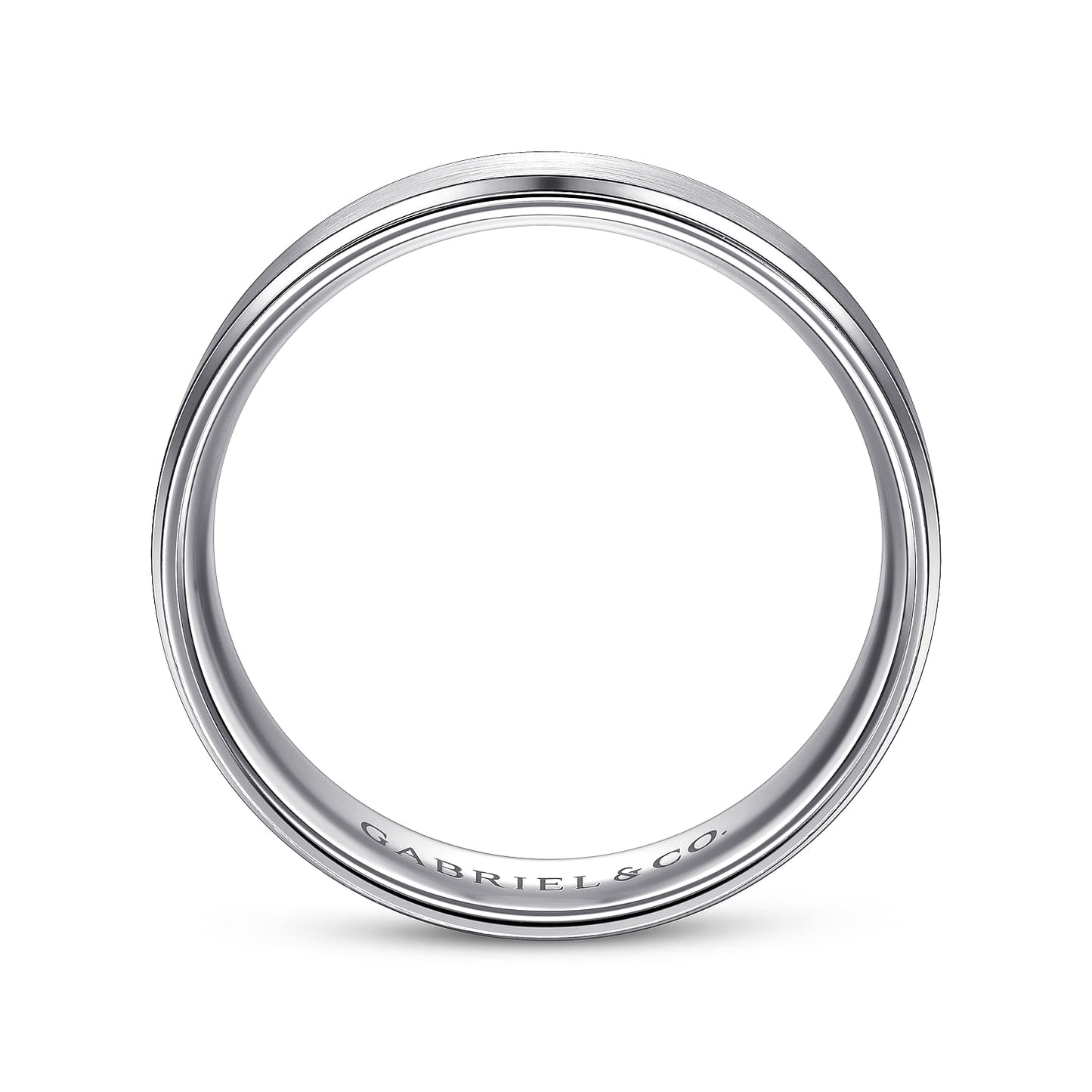 Gabriel & Co White Gold Wedding Band With A Satin Center And Polished Beveled Edges - Gold Wedding Bands - Men's