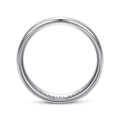 Gabriel & Co White Gold Wedding Band With A Satin Center And Polished Beveled Edges - Gold Wedding Bands - Men's