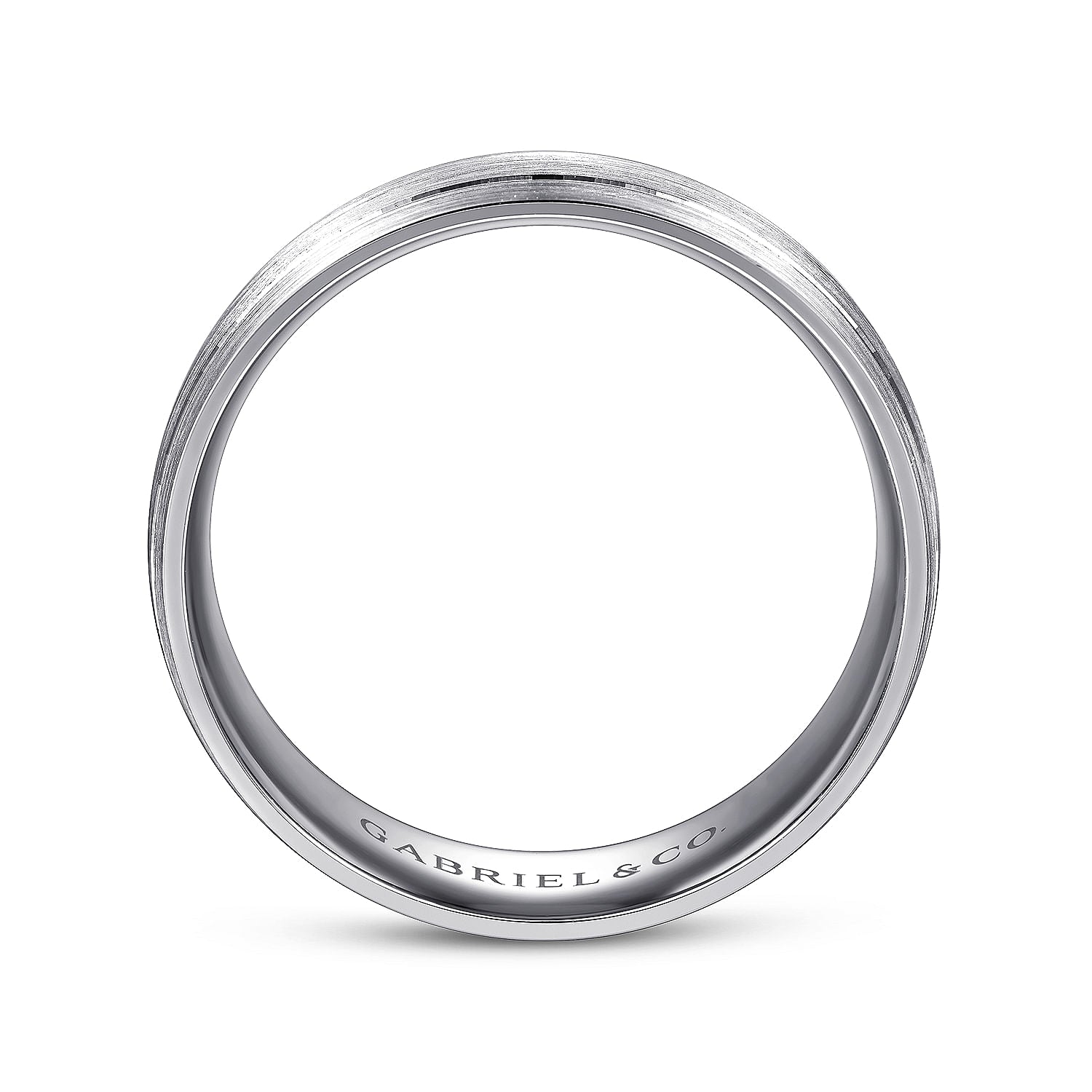 Gabriel & Co White Gold Domed Wedding With A Satin Finish And Two Parallel Channels - Gold Wedding Bands - Men's