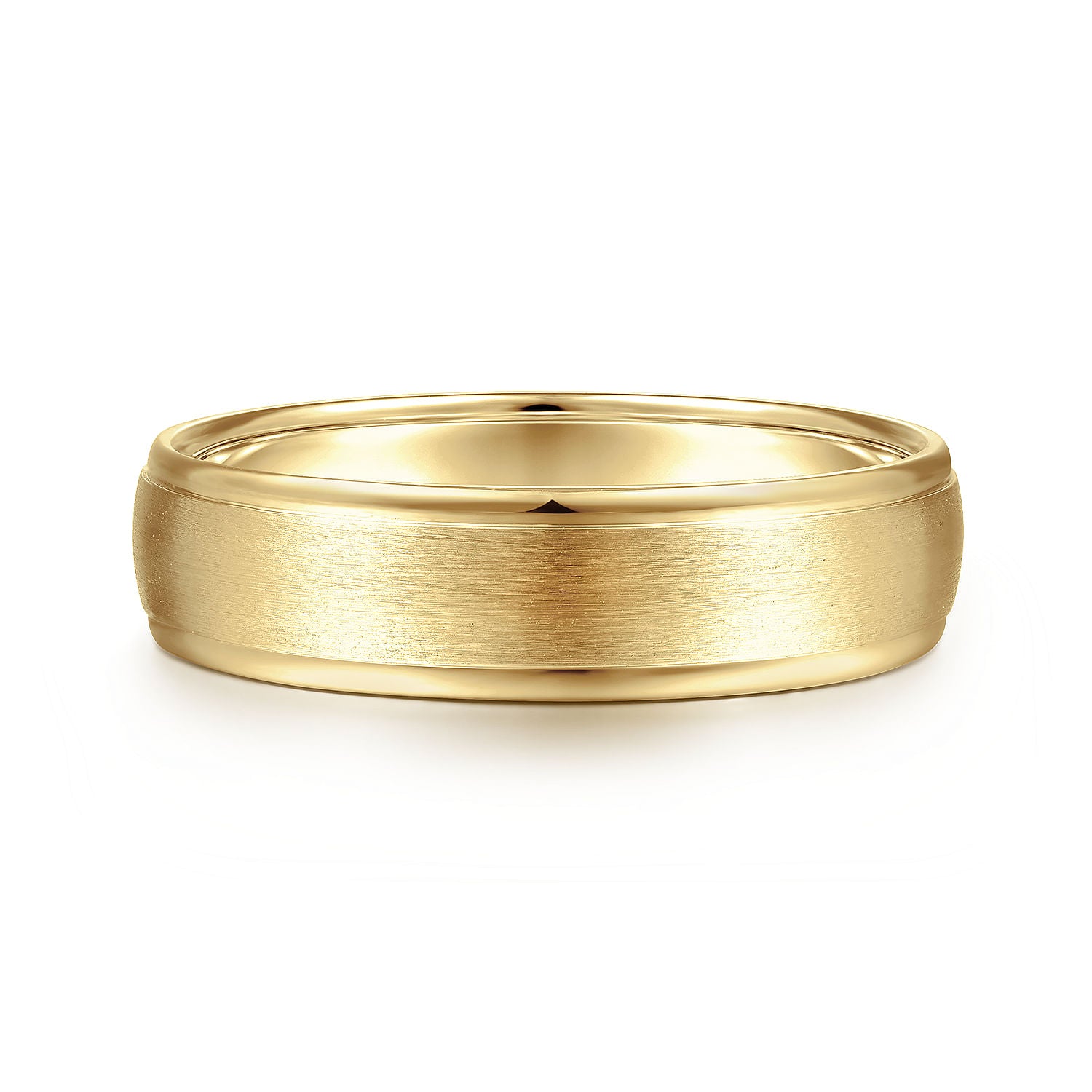 Gabriel & Co Yellow Gold Wedding Band With A Satin Center And Polished Edges - Gold Wedding Bands - Men's