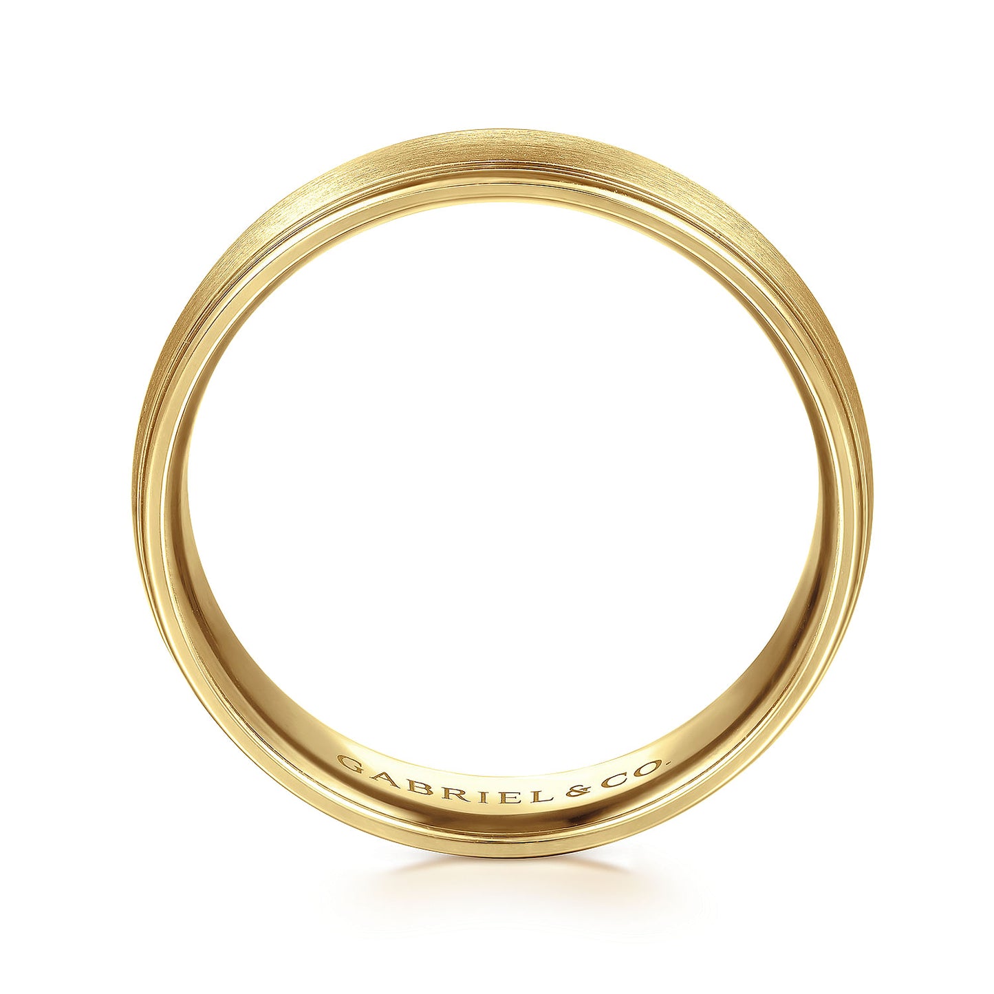 Gabriel & Co Yellow Gold Wedding Band With A Satin Center And Polished Edges - Gold Wedding Bands - Men's