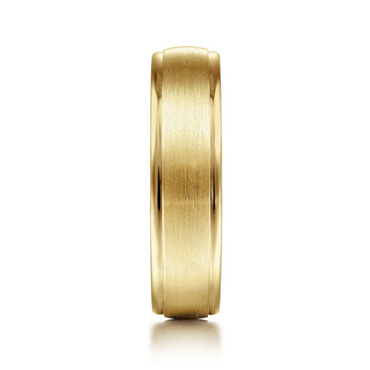 Gabriel & Co Yellow Gold Wedding Band With A Satin Center And Polished Edges - Gold Wedding Bands - Men's