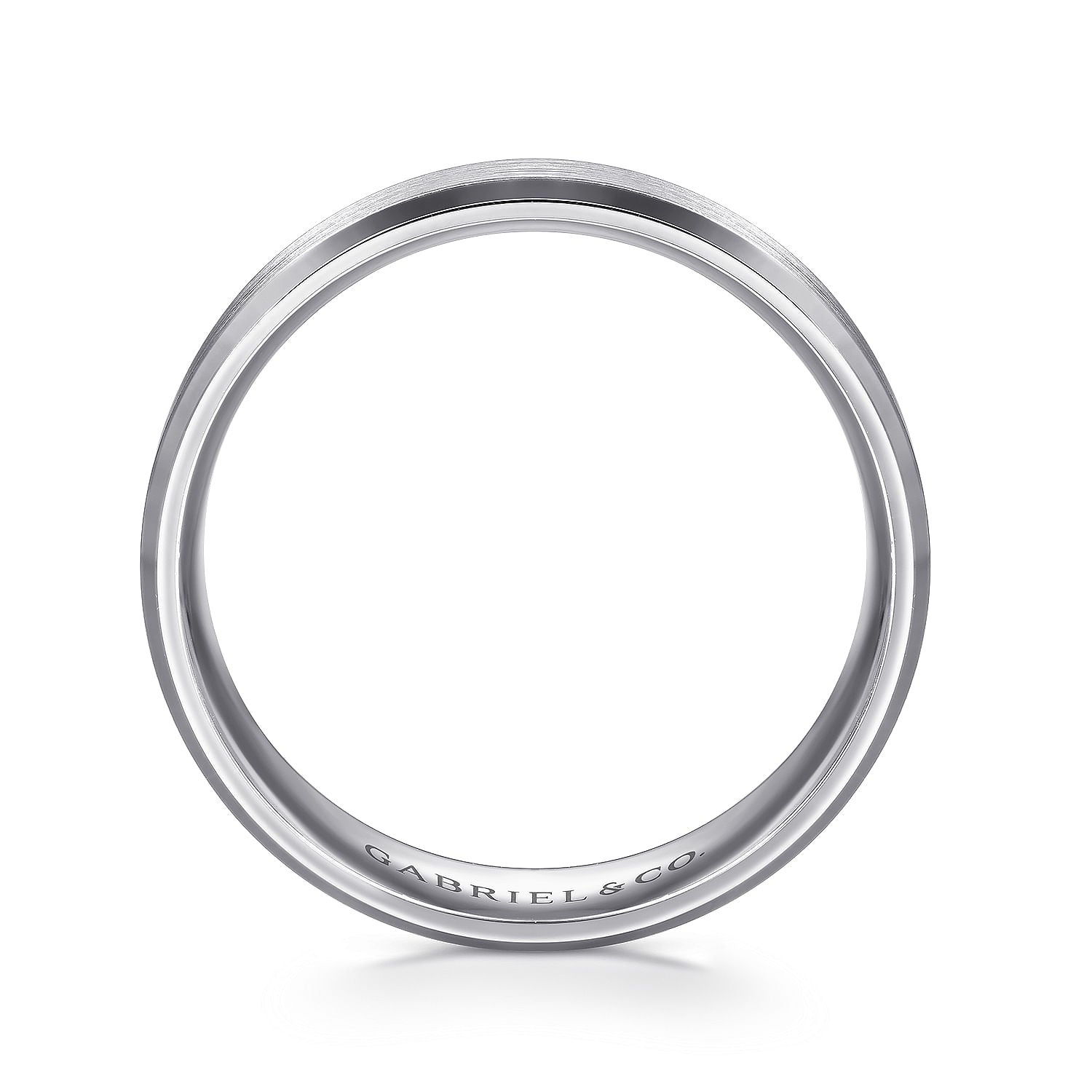 Gabriel & Co White Gold Rounded Wedding Band With A Satin Center And Polished Beveled Edges - Gold Wedding Bands - Men's