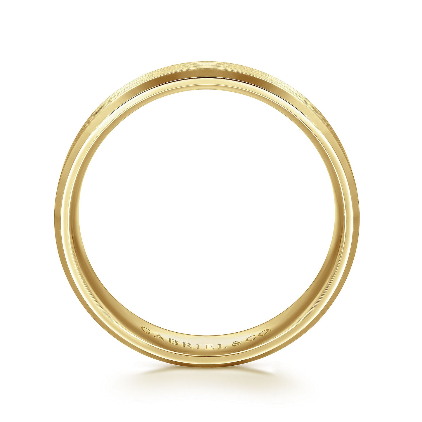 Gabriel & Co Yellow Gold Rounded Wedding Band With A Satin Center And Polished Beveled Edges - Gold Wedding Bands - Men's