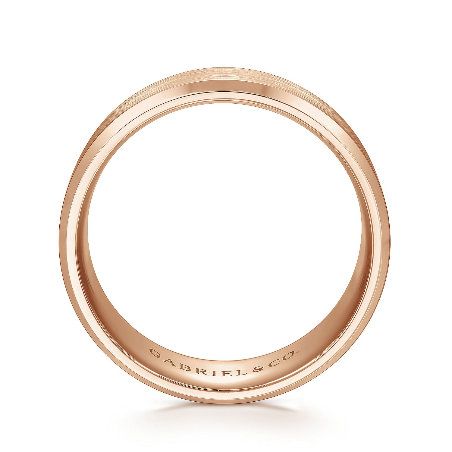 Gabriel & Co Rose Gold Wedding Band With A Satin Center And Beveled Edge - Gold Wedding Bands - Men's