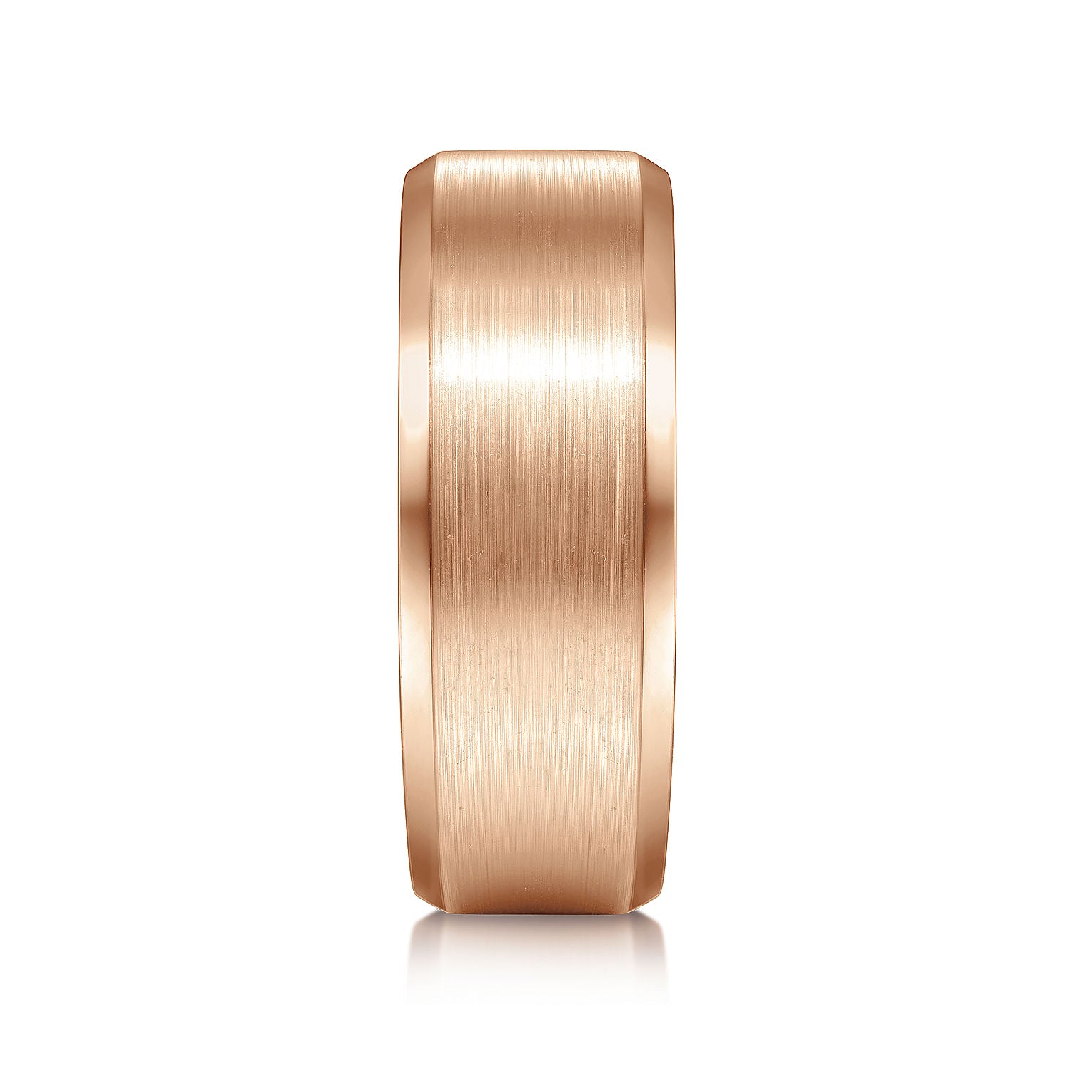 Gabriel & Co Rose Gold Wedding Band With A Satin Center And Beveled Edge - Gold Wedding Bands - Men's