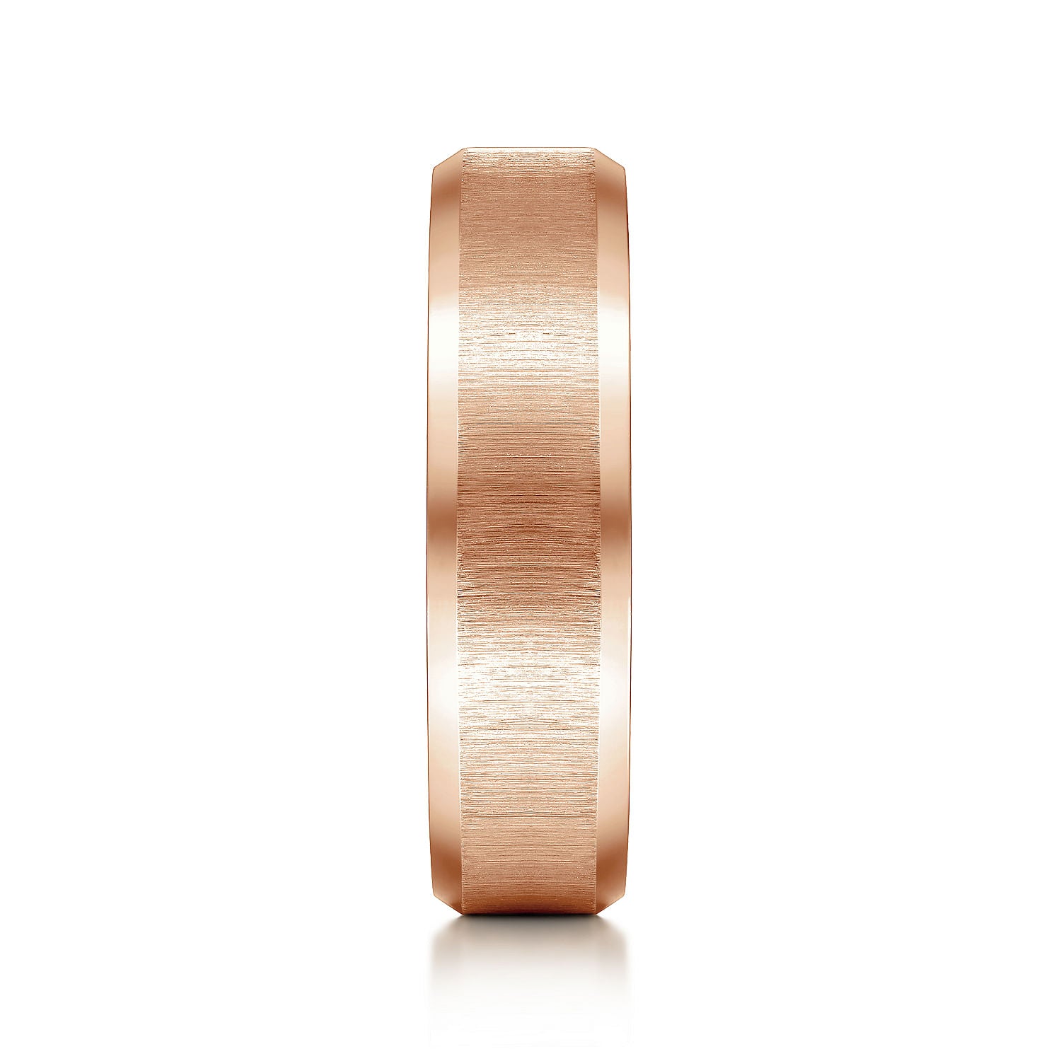 Gabriel & Co Rose Gold Wedding Band With A Sandblast Center And Beveled Edges - Gold Wedding Bands - Men's