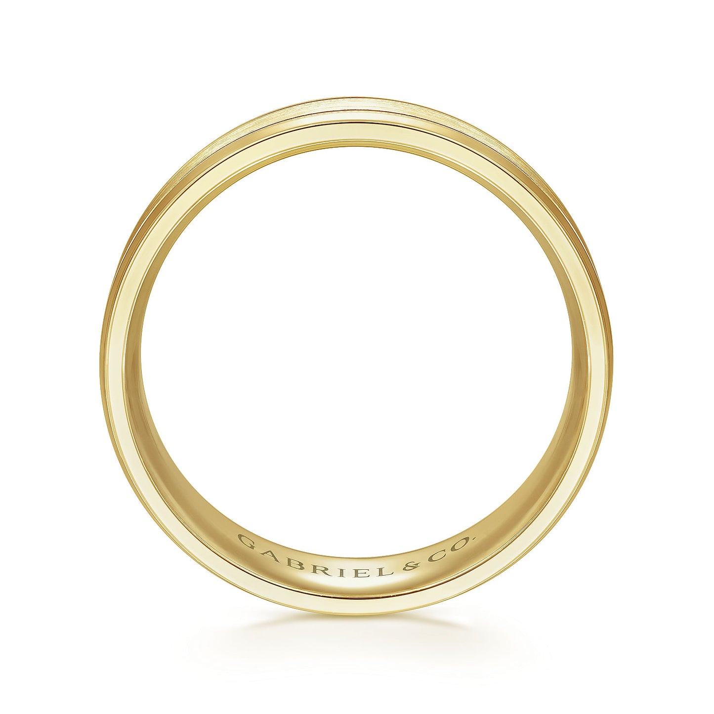 Gabriel & Co Yellow Gold Wedding Band With A Satin Center And Milgrain Edge - Gold Wedding Bands - Men's