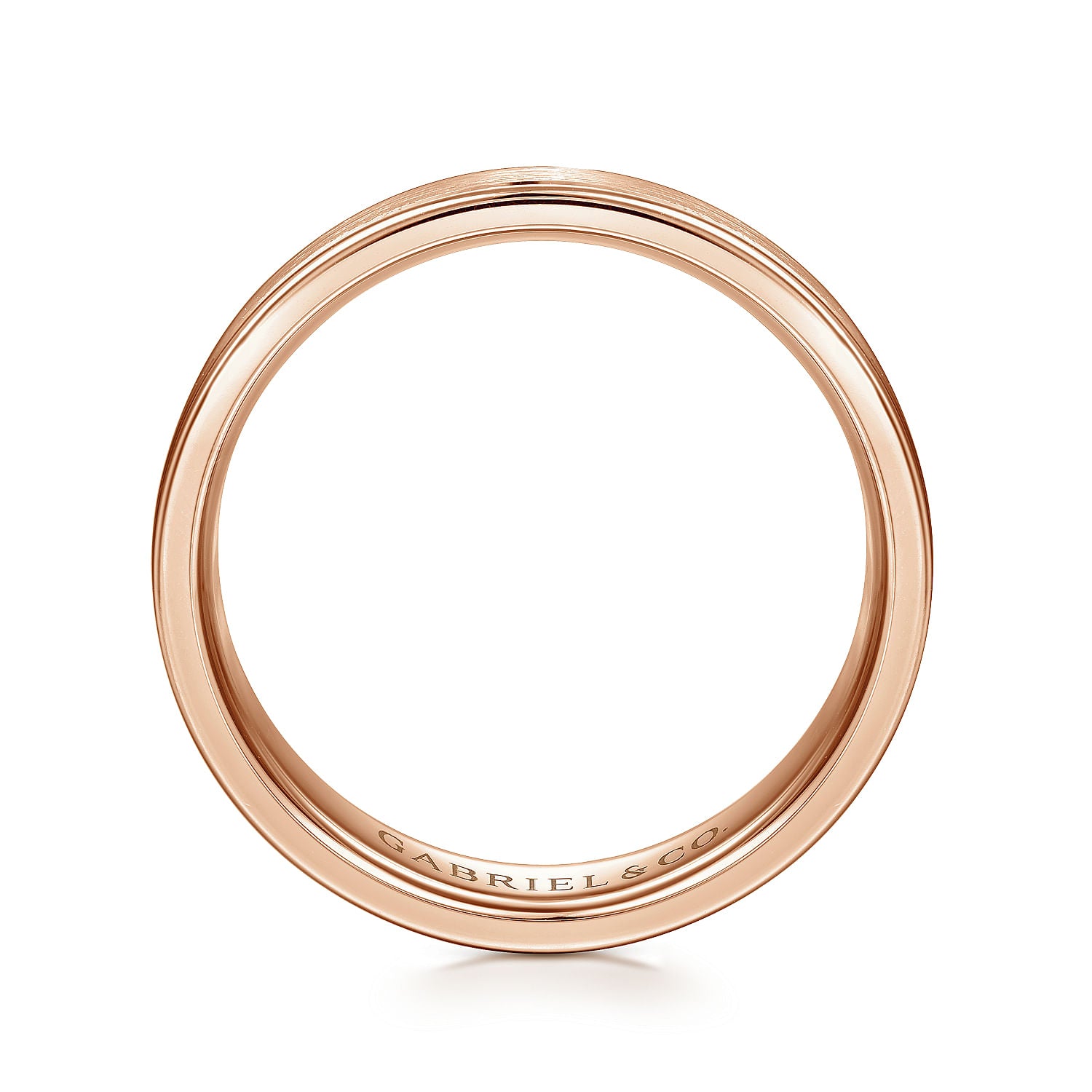 Gabriel & Co Rose Gold Wedding Band With A Satin Center And Polished Edges - Gold Wedding Bands - Men's