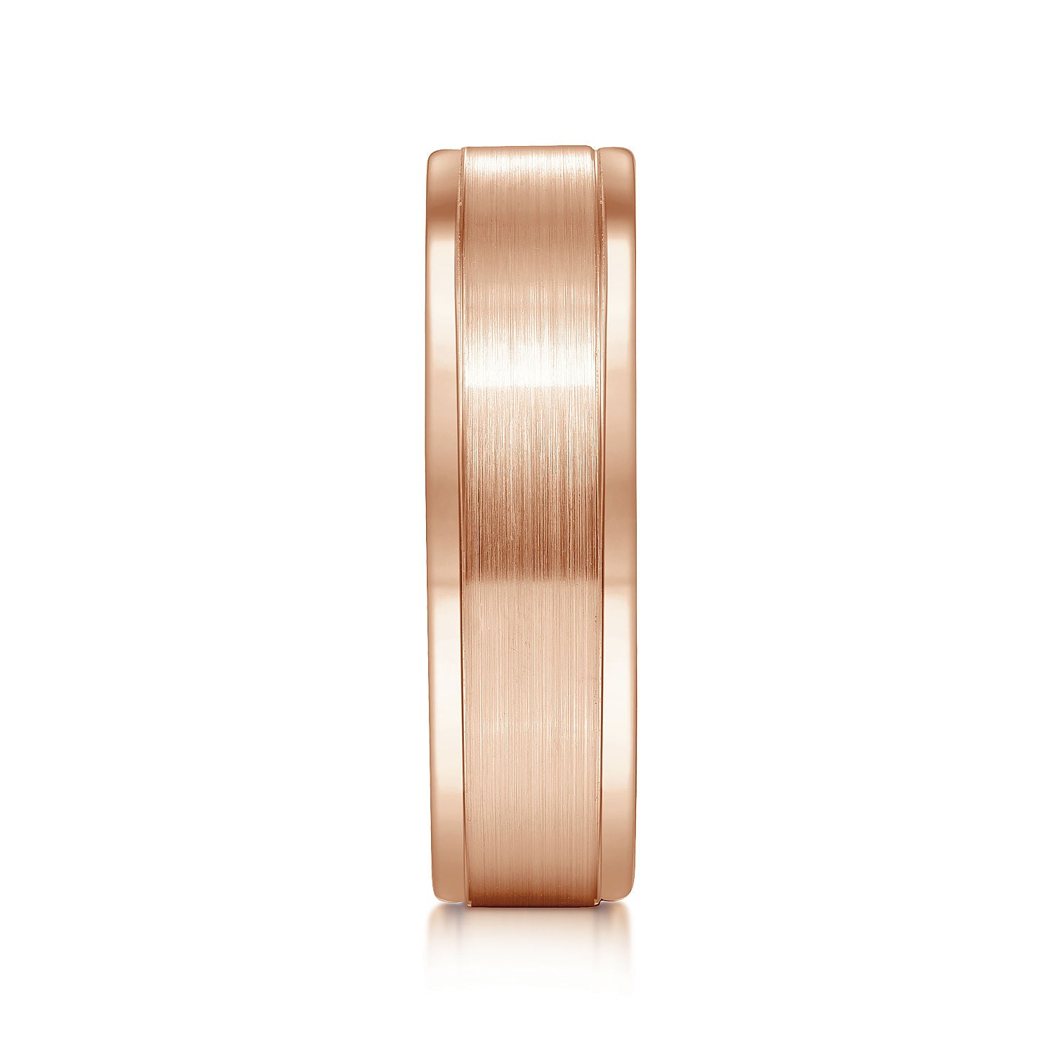 Gabriel & Co Rose Gold Wedding Band With A Satin Center And Polished Edges - Gold Wedding Bands - Men's