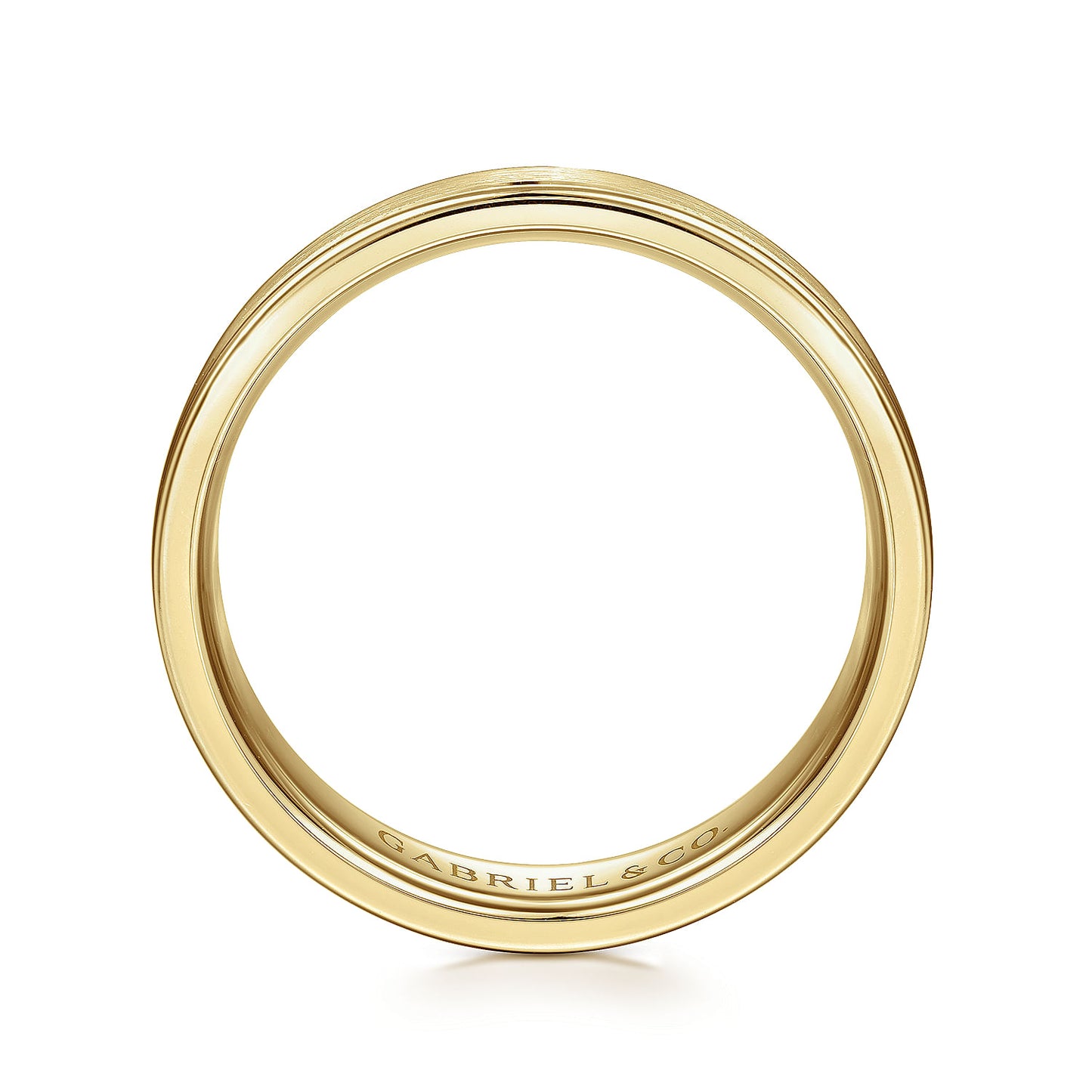 Gabriel & Co Yellow Gold Wedding Band With A Satin Center And Polished Edges - Gold Wedding Bands - Men's