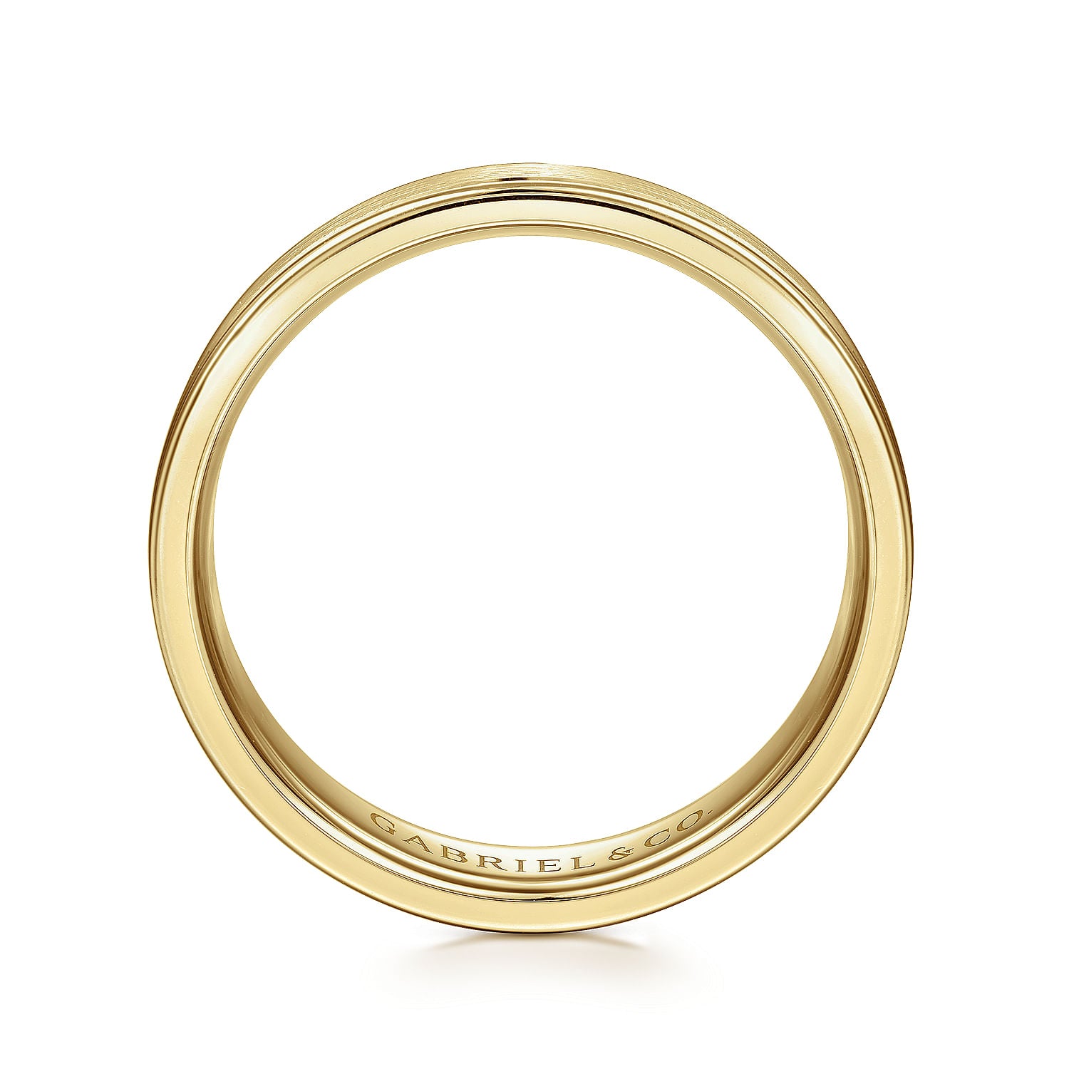 Gabriel & Co Yellow Gold Wedding Band With A Satin Center And Polished Edges - Gold Wedding Bands - Men's