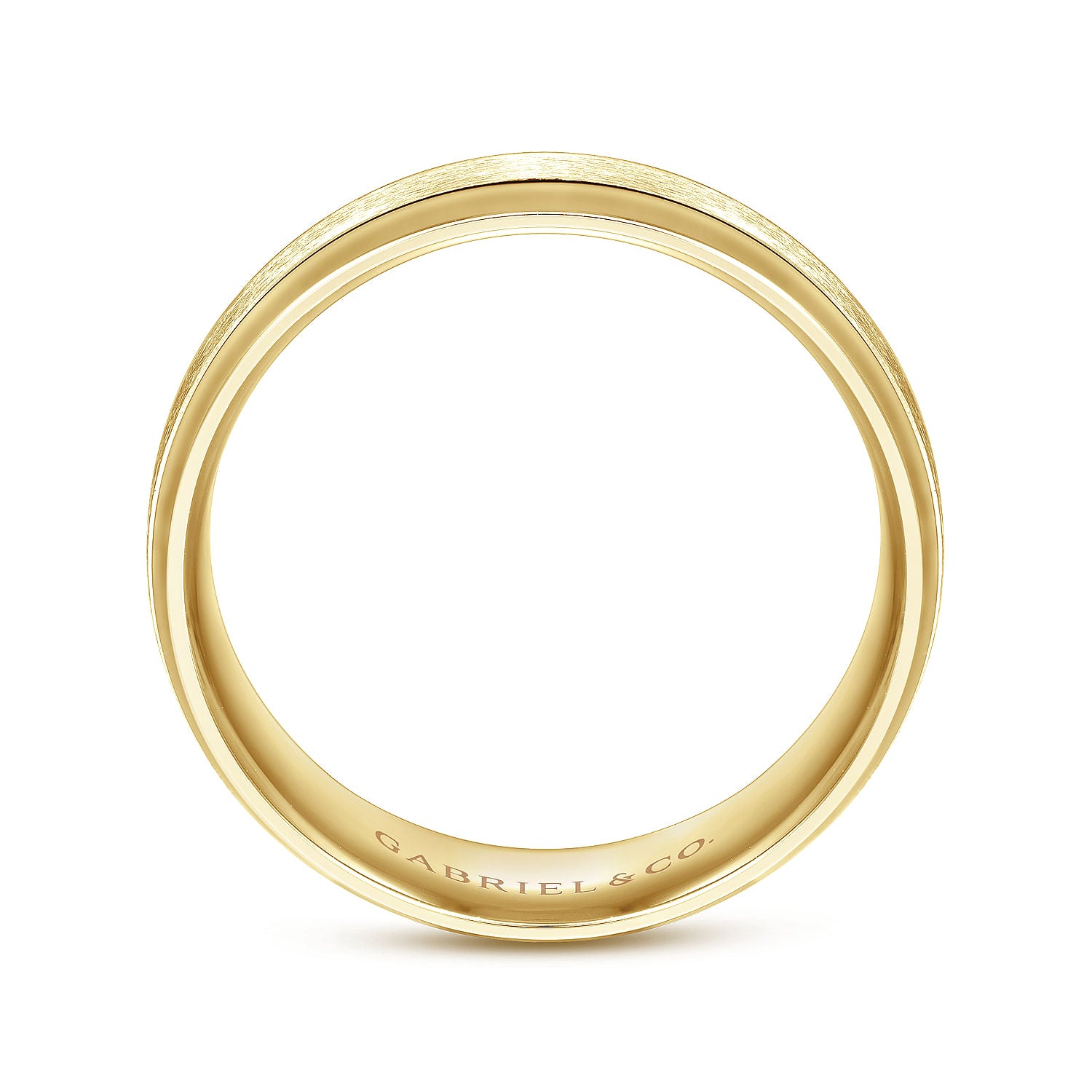 Gabriel & Co Yellow Gold Domed Wedding Band With A Satin Center And Polished Beveled Edges - Gold Wedding Bands - Men's